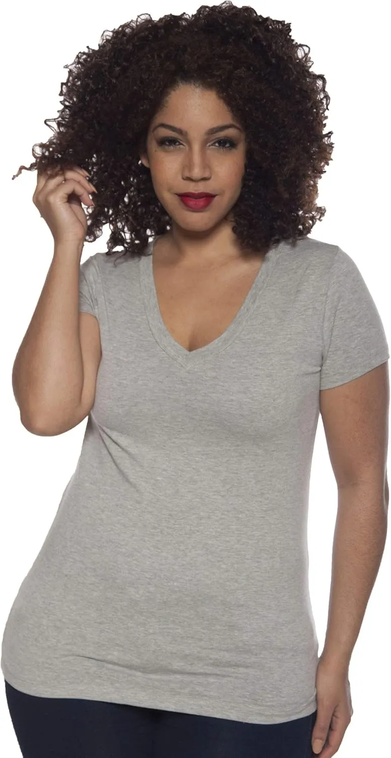2 Pack Zenana Women's Basic V-Neck T-Shirts