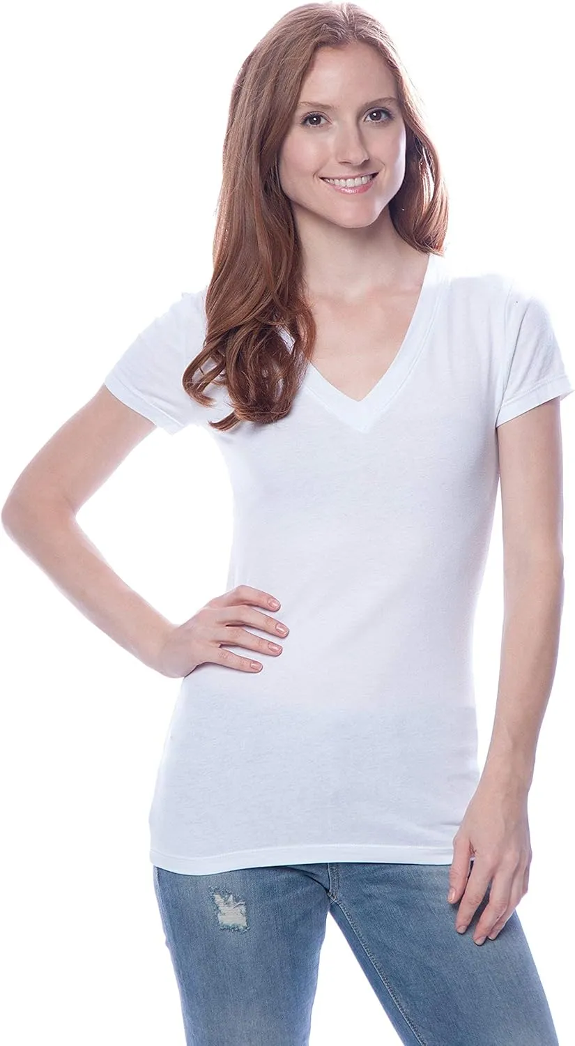 2 Pack Zenana Women's Basic V-Neck T-Shirts