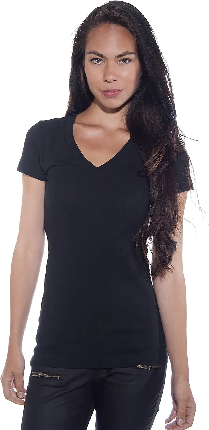 2 Pack Zenana Women's Basic V-Neck T-Shirts