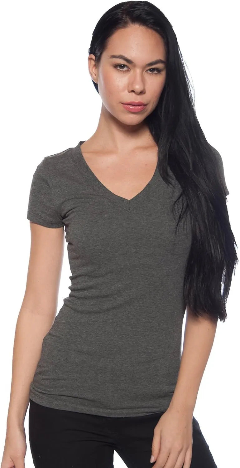 2 Pack Zenana Women's Basic V-Neck T-Shirts