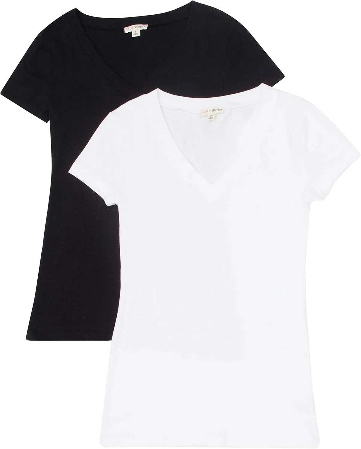 2 Pack Zenana Women's Basic V-Neck T-Shirts