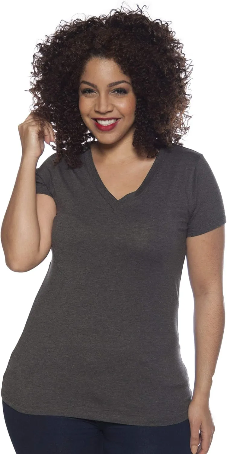 2 Pack Zenana Women's Basic V-Neck T-Shirts
