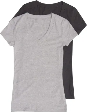 2 Pack Zenana Women's Basic V-Neck T-Shirts