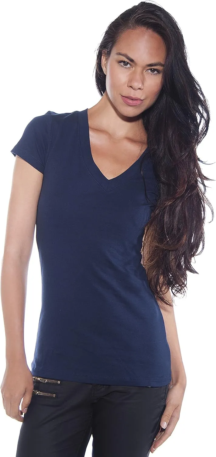 2 Pack Zenana Women's Basic V-Neck T-Shirts