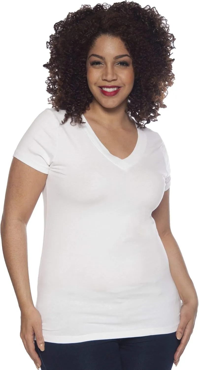 2 Pack Zenana Women's Basic V-Neck T-Shirts