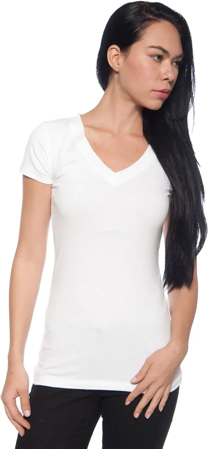 2 Pack Zenana Women's Basic V-Neck T-Shirts