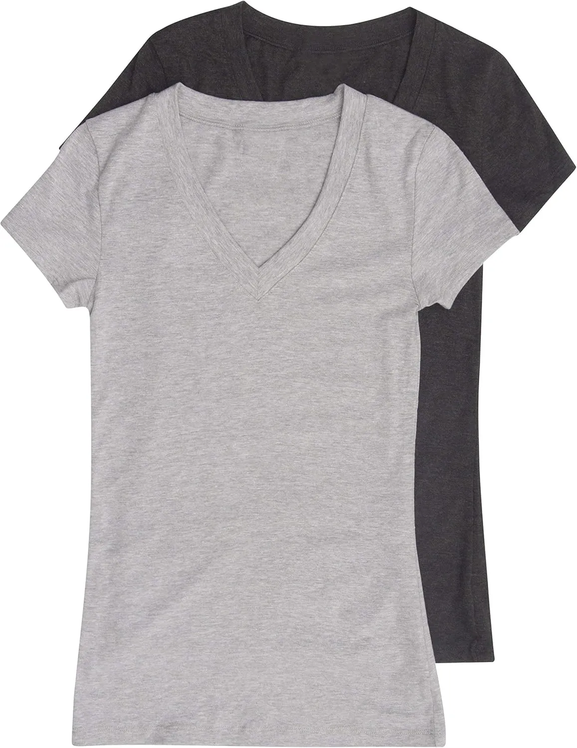 2 Pack Zenana Women's Basic V-Neck T-Shirts