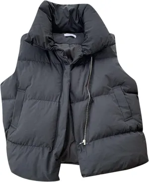 2024 Winter Coats for Womens Fashion Cropped Sleeveless Puffer Jacket Lightweight Thermal Padded Vest Casual Outwear