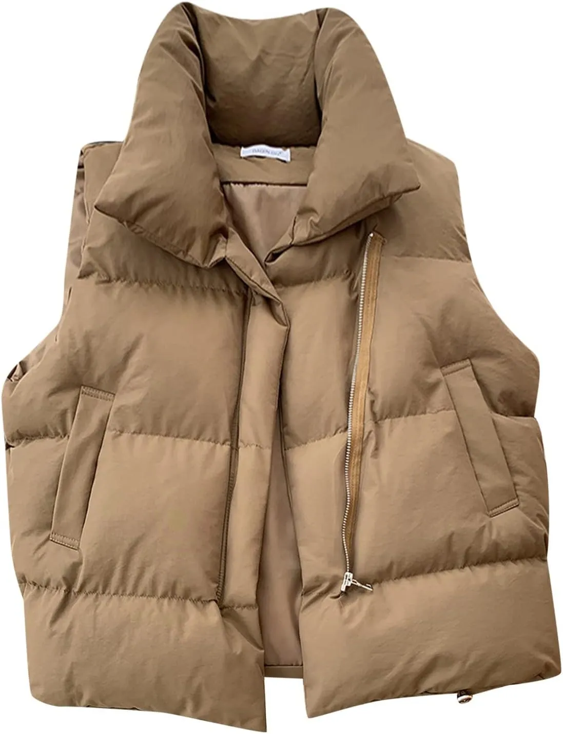2024 Winter Coats for Womens Fashion Cropped Sleeveless Puffer Jacket Lightweight Thermal Padded Vest Casual Outwear