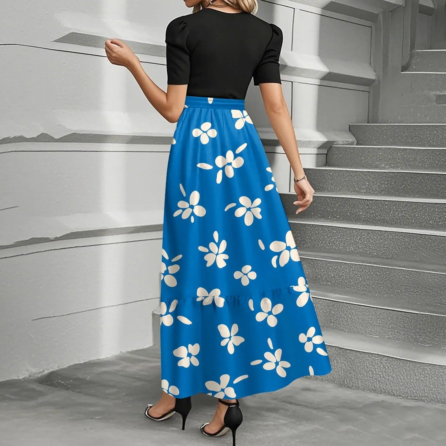 2025 Boho Dresses, Beach Floral Print Maxi Women's Jumpsuits Spring Bow Crew Neck Womens Romper