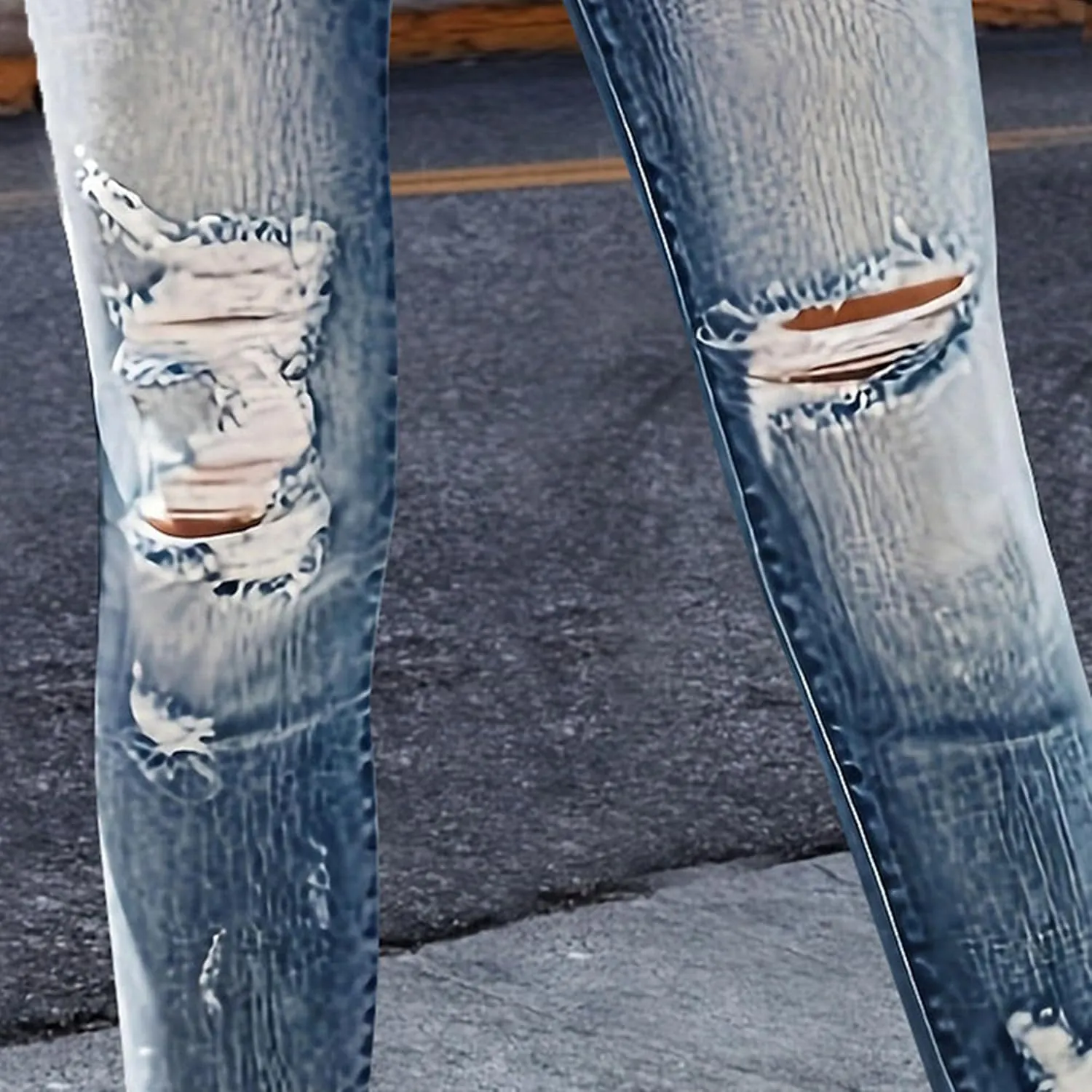 2025 Spring Summer Stretch Women's Skinny Jeans Ripped Fashion Slimming Belly Women's Hip Lifting Casual Jeans