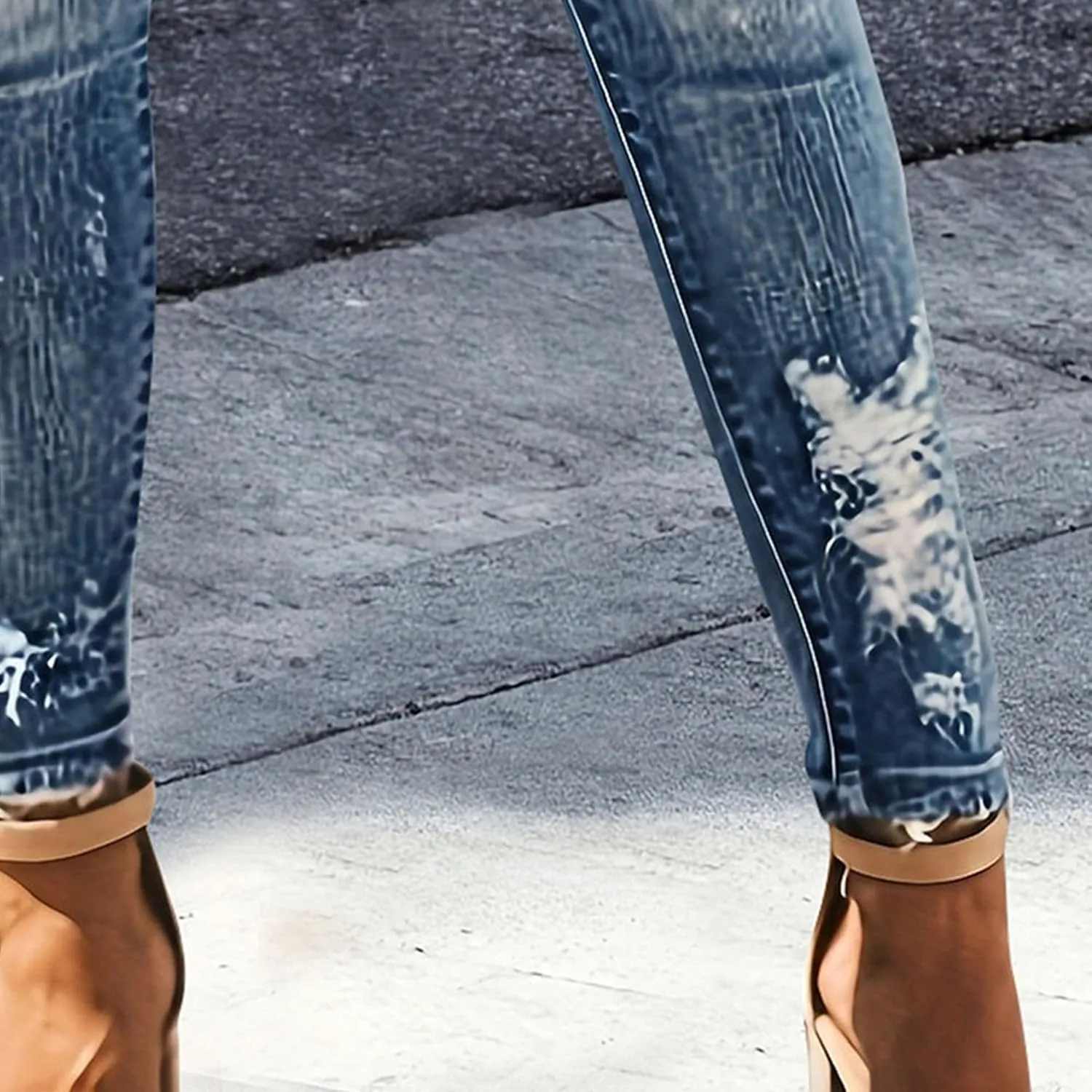 2025 Spring Summer Stretch Women's Skinny Jeans Ripped Fashion Slimming Belly Women's Hip Lifting Casual Jeans