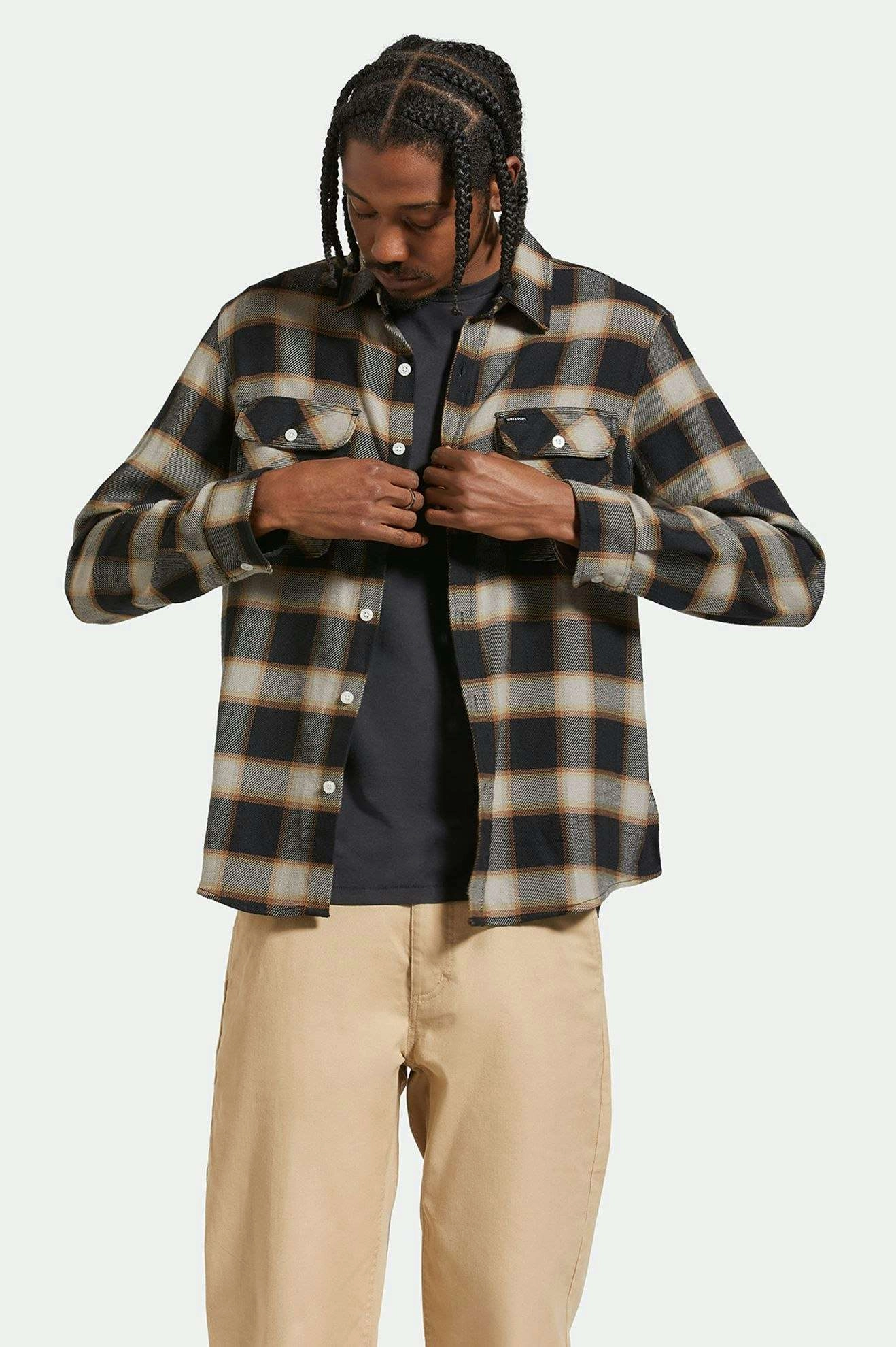 20th Anniversary Bowery L/S Flannel - Black/Cream Loose Fit