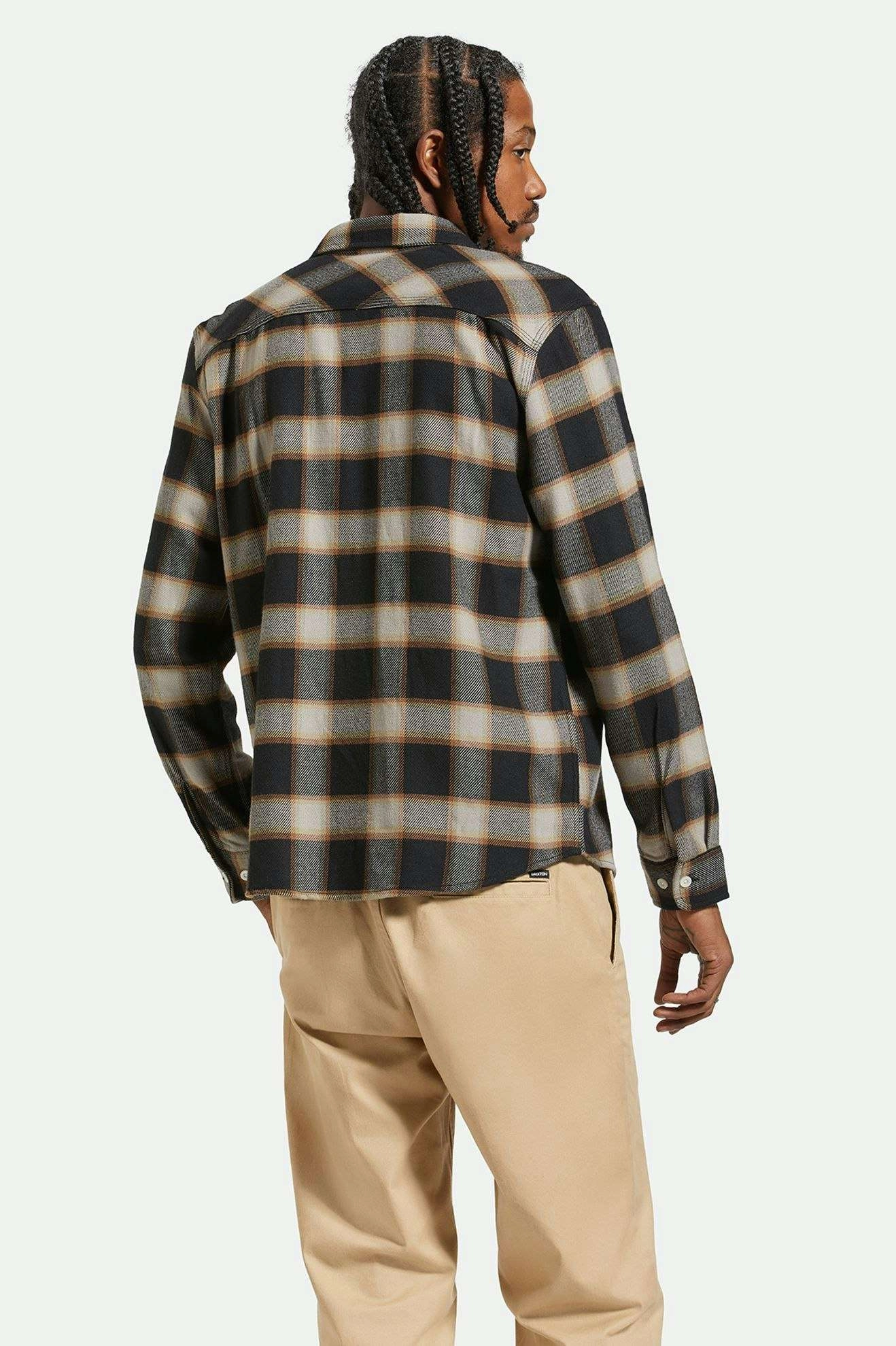 20th Anniversary Bowery L/S Flannel - Black/Cream Raw edge
