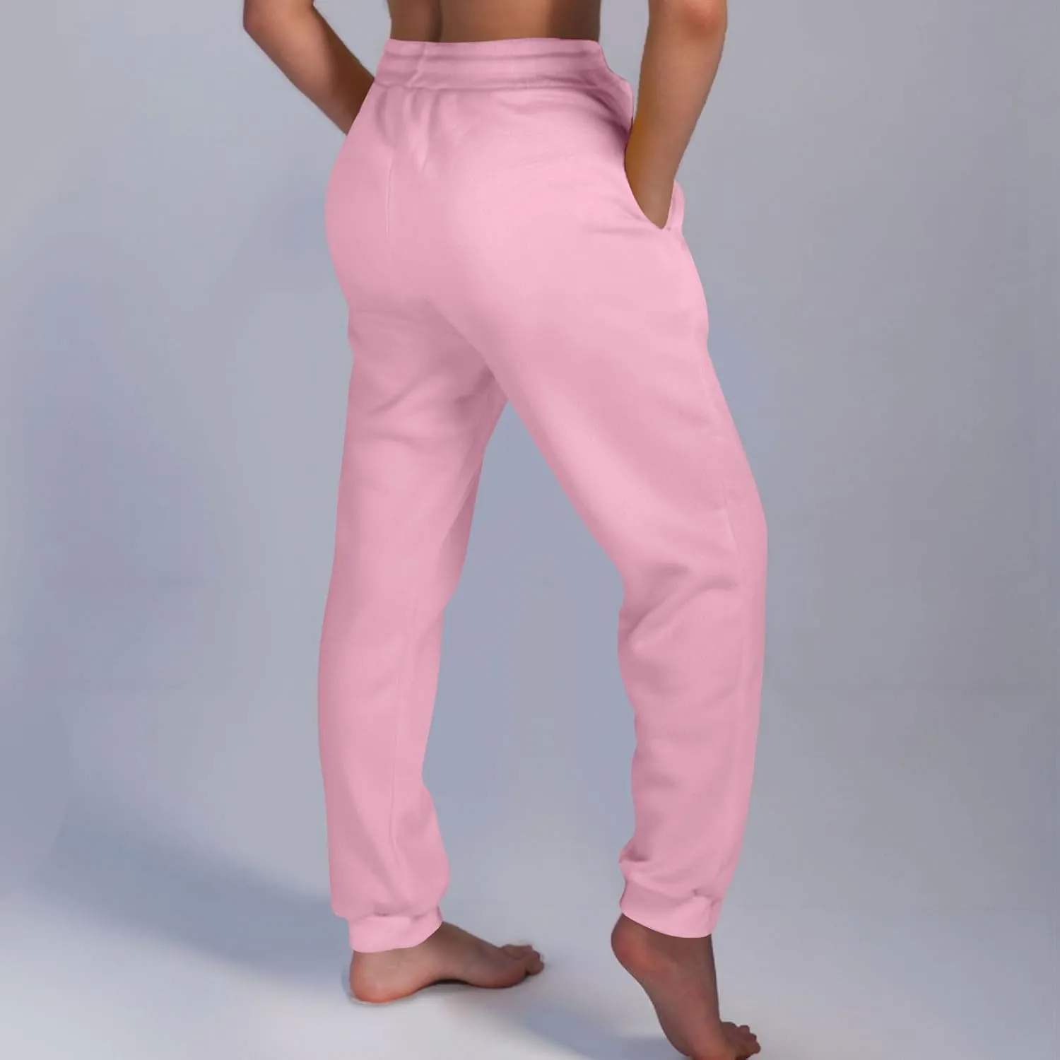 2Pack Winter Basic Sweatpants Women Baggy High Rise Fleece Lined Jogger Pants Active Lounge Cinch Bottom Trousers