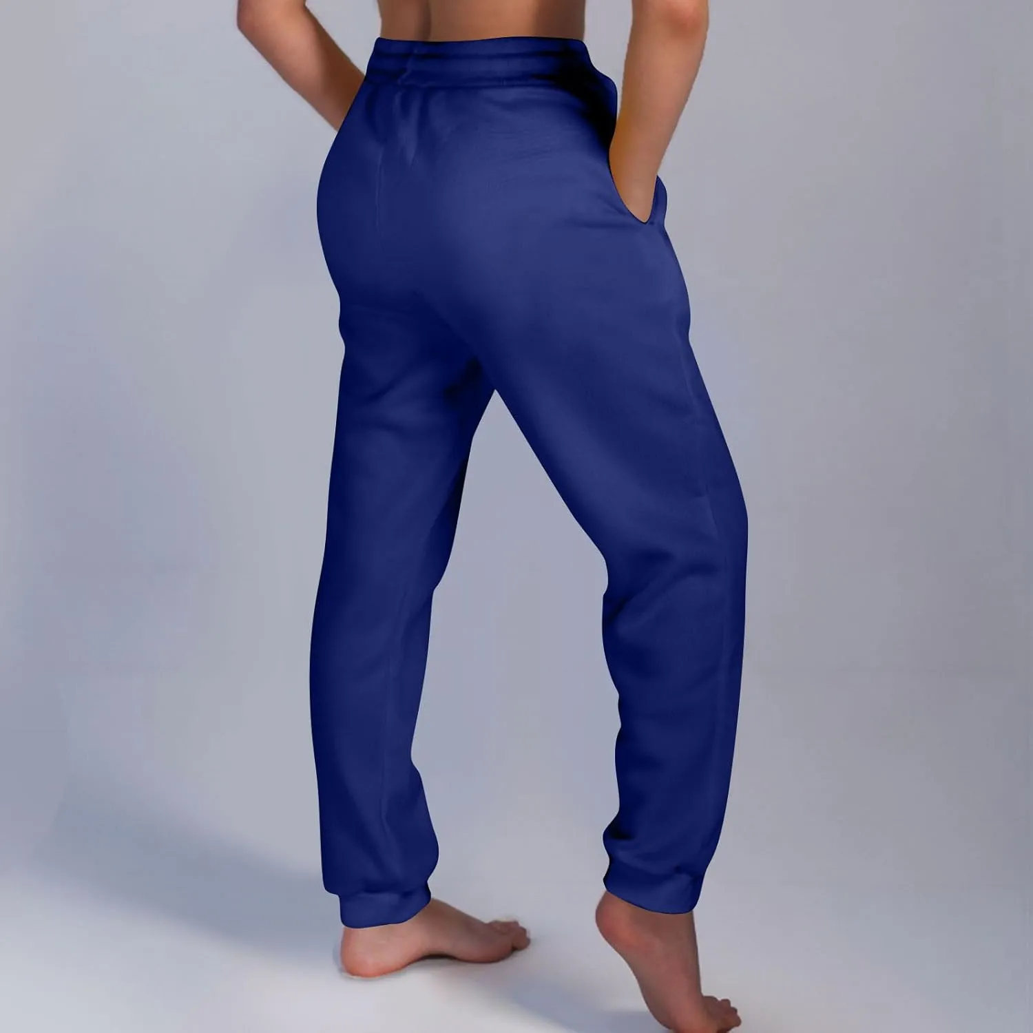 2Pack Winter Basic Sweatpants Women Baggy High Rise Fleece Lined Jogger Pants Active Lounge Cinch Bottom Trousers