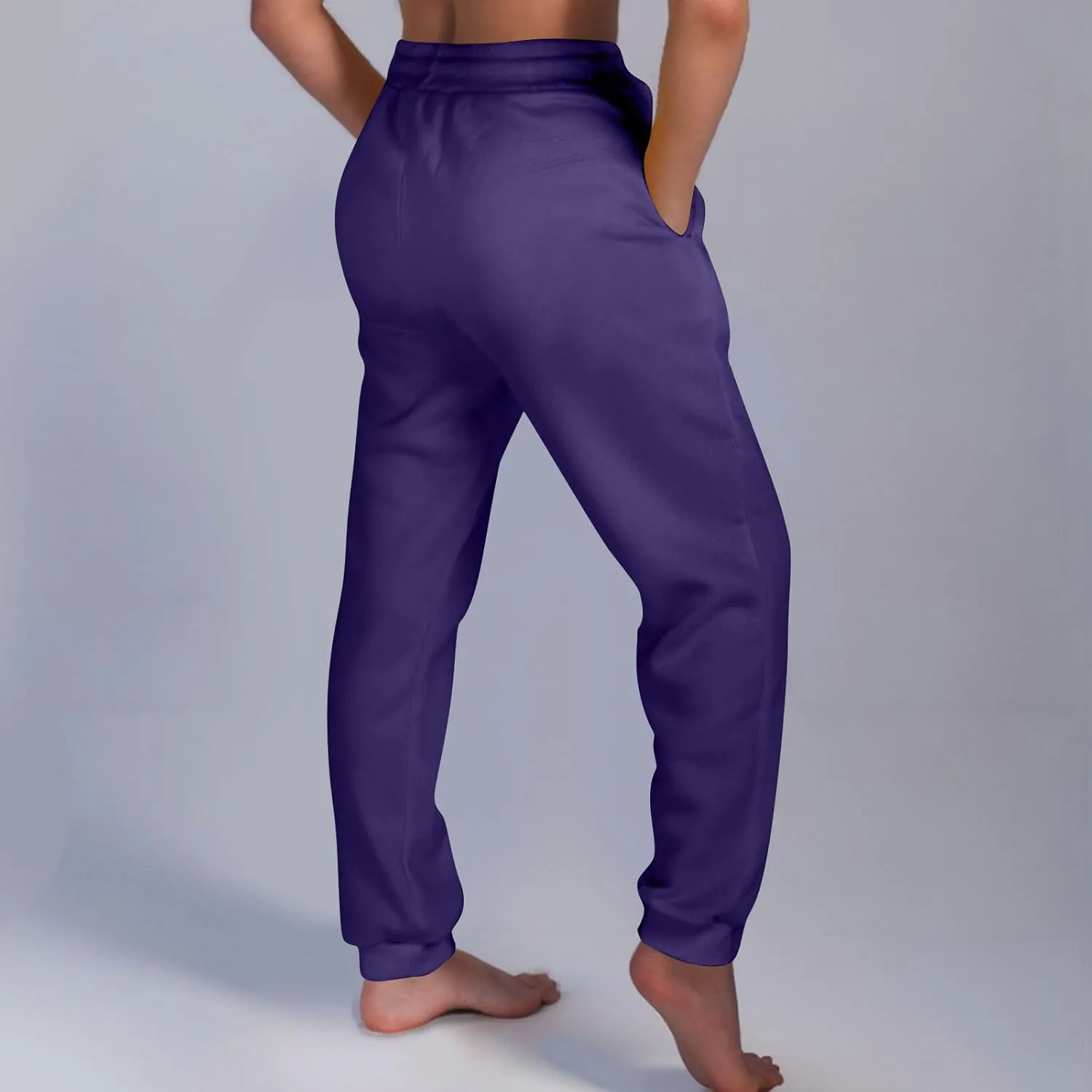 2Pack Winter Basic Sweatpants Women Baggy High Rise Fleece Lined Jogger Pants Active Lounge Cinch Bottom Trousers