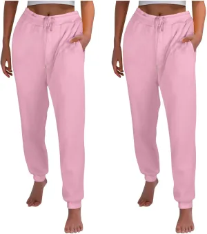2Pack Winter Basic Sweatpants Women Baggy High Rise Fleece Lined Jogger Pants Active Lounge Cinch Bottom Trousers