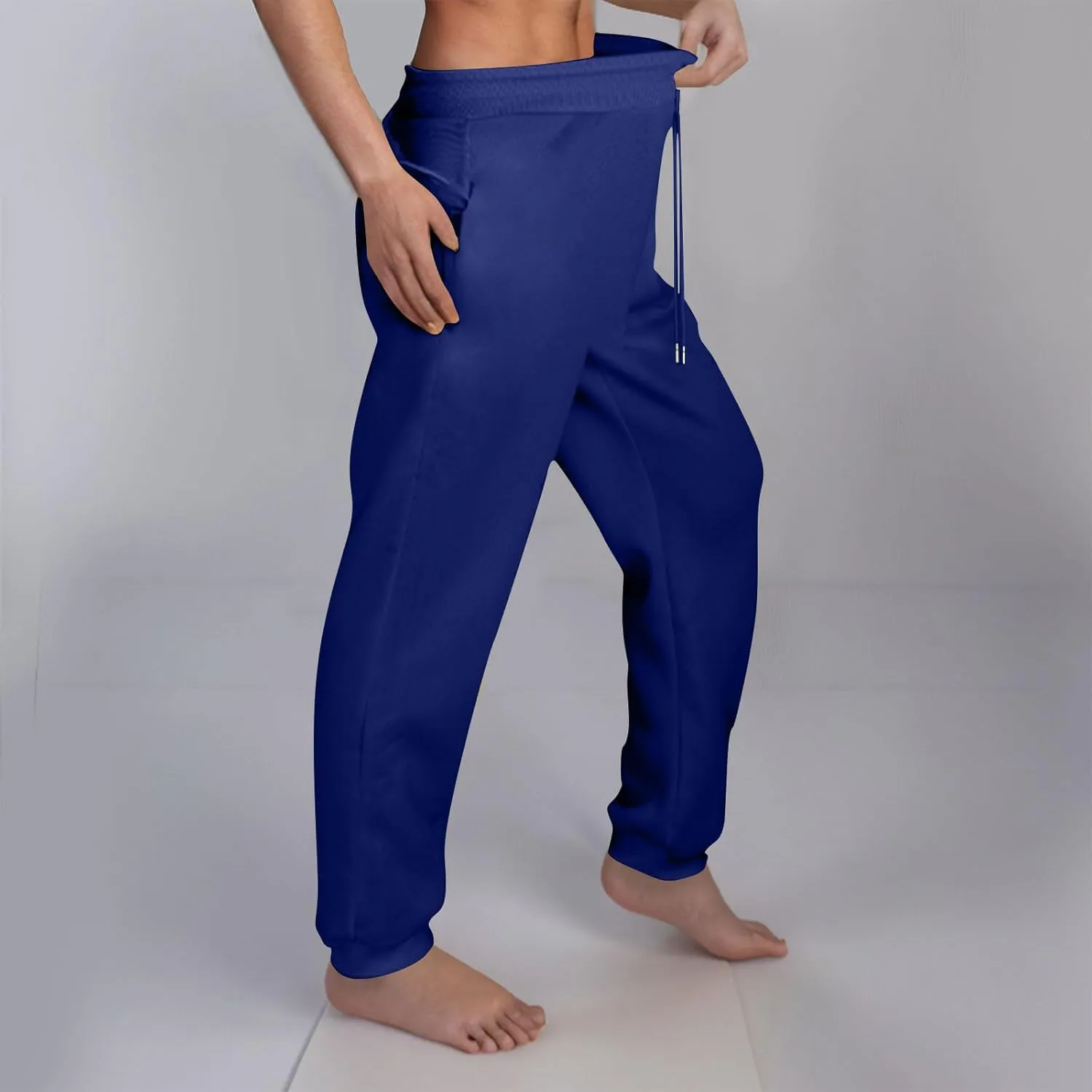 2Pack Winter Basic Sweatpants Women Baggy High Rise Fleece Lined Jogger Pants Active Lounge Cinch Bottom Trousers