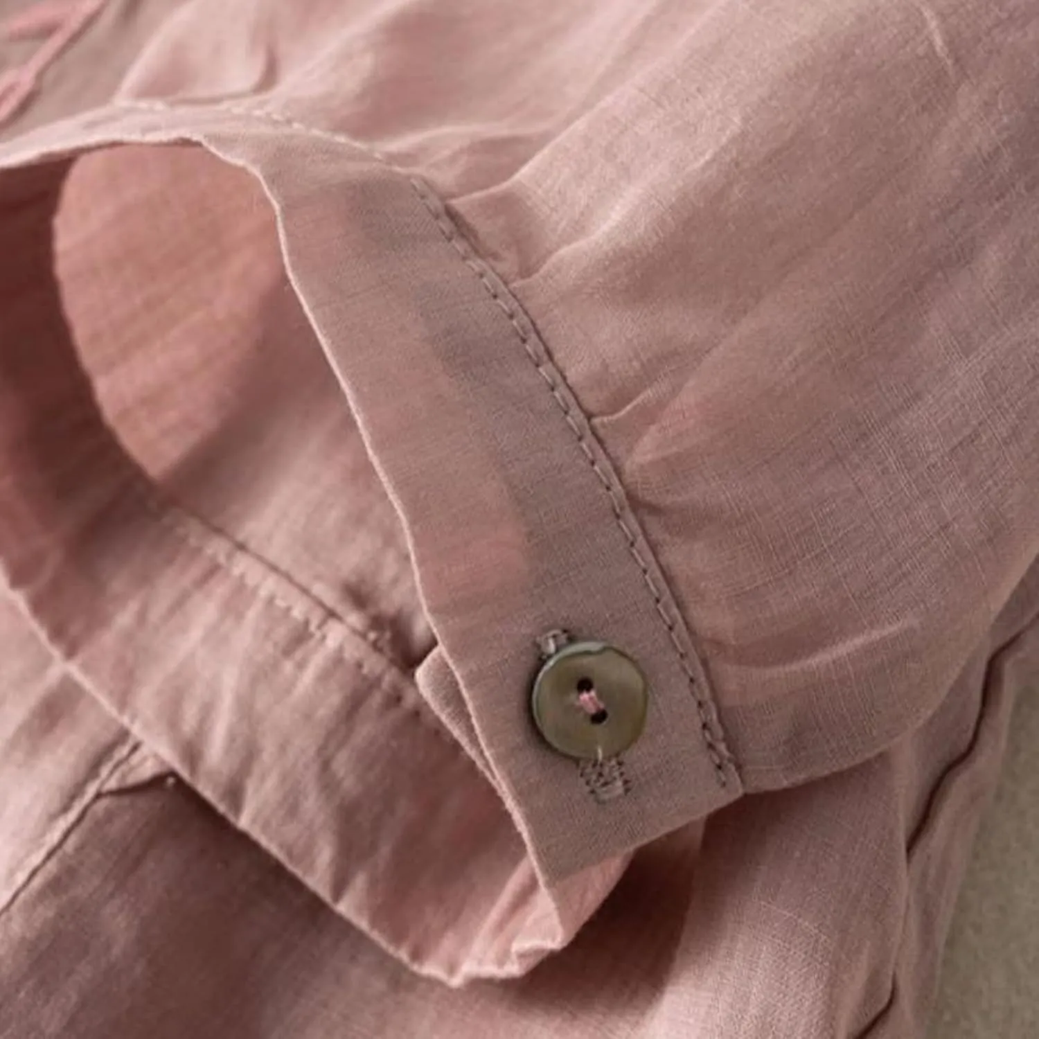 3/4 Sleeve Cotton Linen Shirts for Women Floral Embroidery Tops Loose Casual V Neck Bohemian Tees Peasant Blouses
