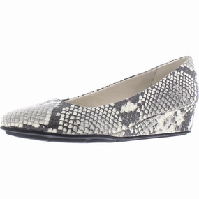Dynamic Grip Abelle6 Womens Leather Snake Print Wedge Heels