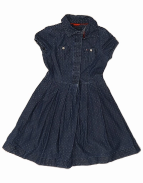 Geometric-pattern TOMMY HILFIGER Girls Denim Dress 5-6 Years Navy Blue Spotted Cotton