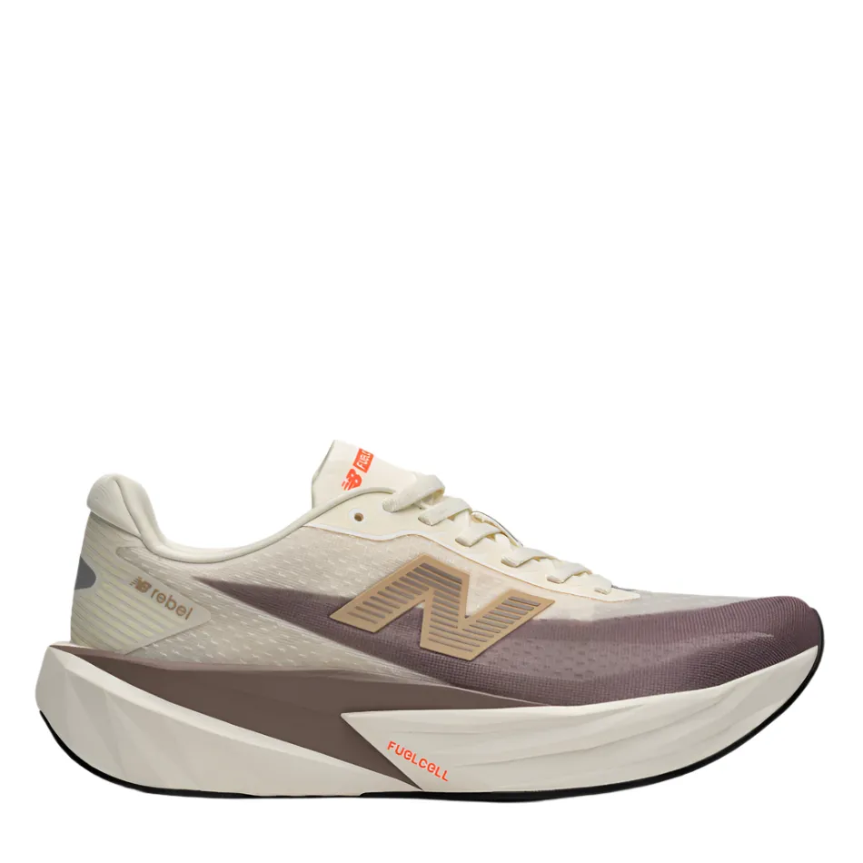 New Balance Men's Fuelcell Rebel v5 Running Shoes in Angora/Earth Shadow/Sea Salt AW25 amateur athletes' shoes