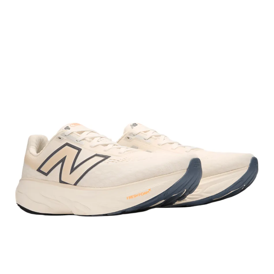 New Balance Men's Fresh Foam X 1080 v14 Running Shoes in Sea Salt/Vintage Indigo/Hot Mango SS25 Adult runner