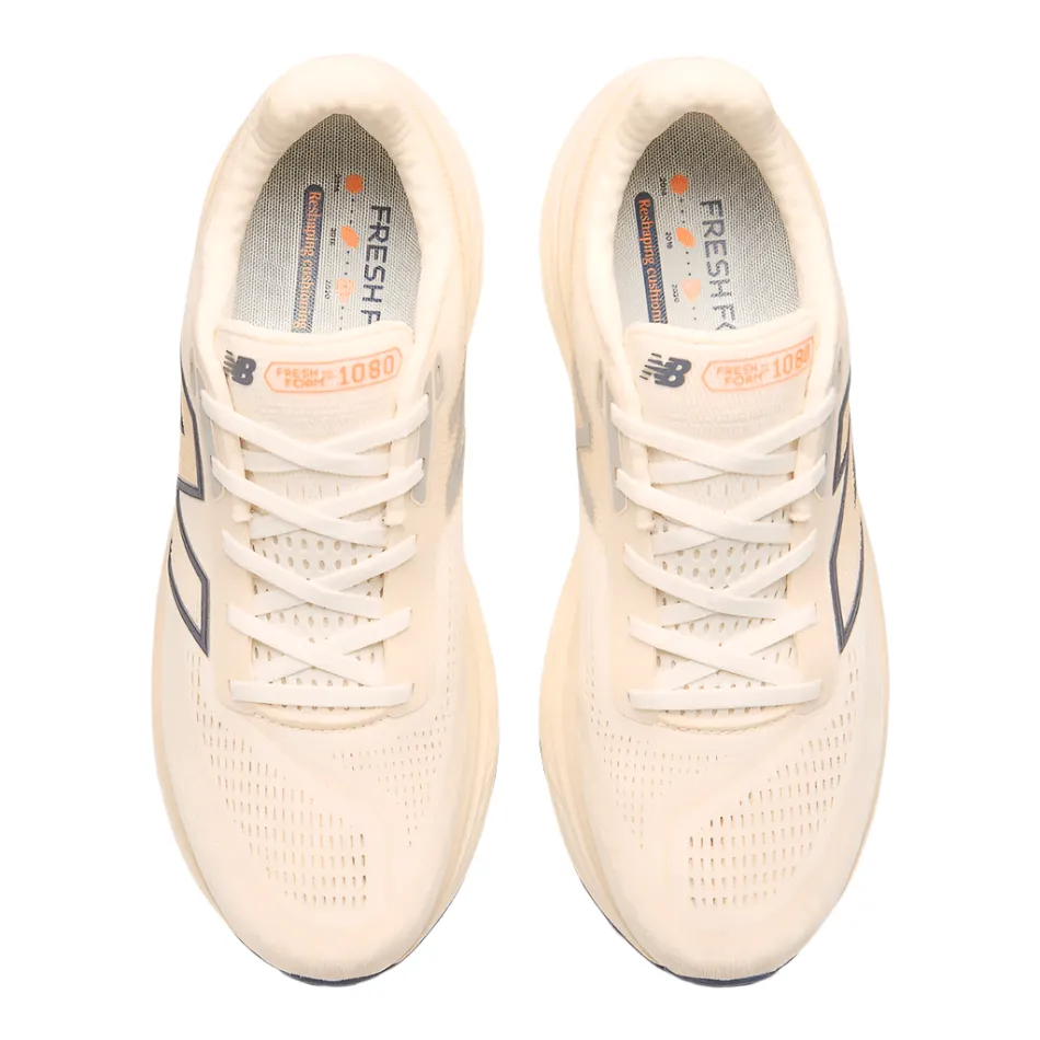 Micro Perforations weekend running shoes New Balance Men's Fresh Foam X 1080 v14 Running Shoes in Sea Salt/Vintage Indigo/Hot Mango SS25
