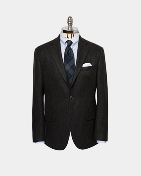 Made-in-Canada Olive Herringbone Wool/Cashmere Sport Coat Fashion Layer