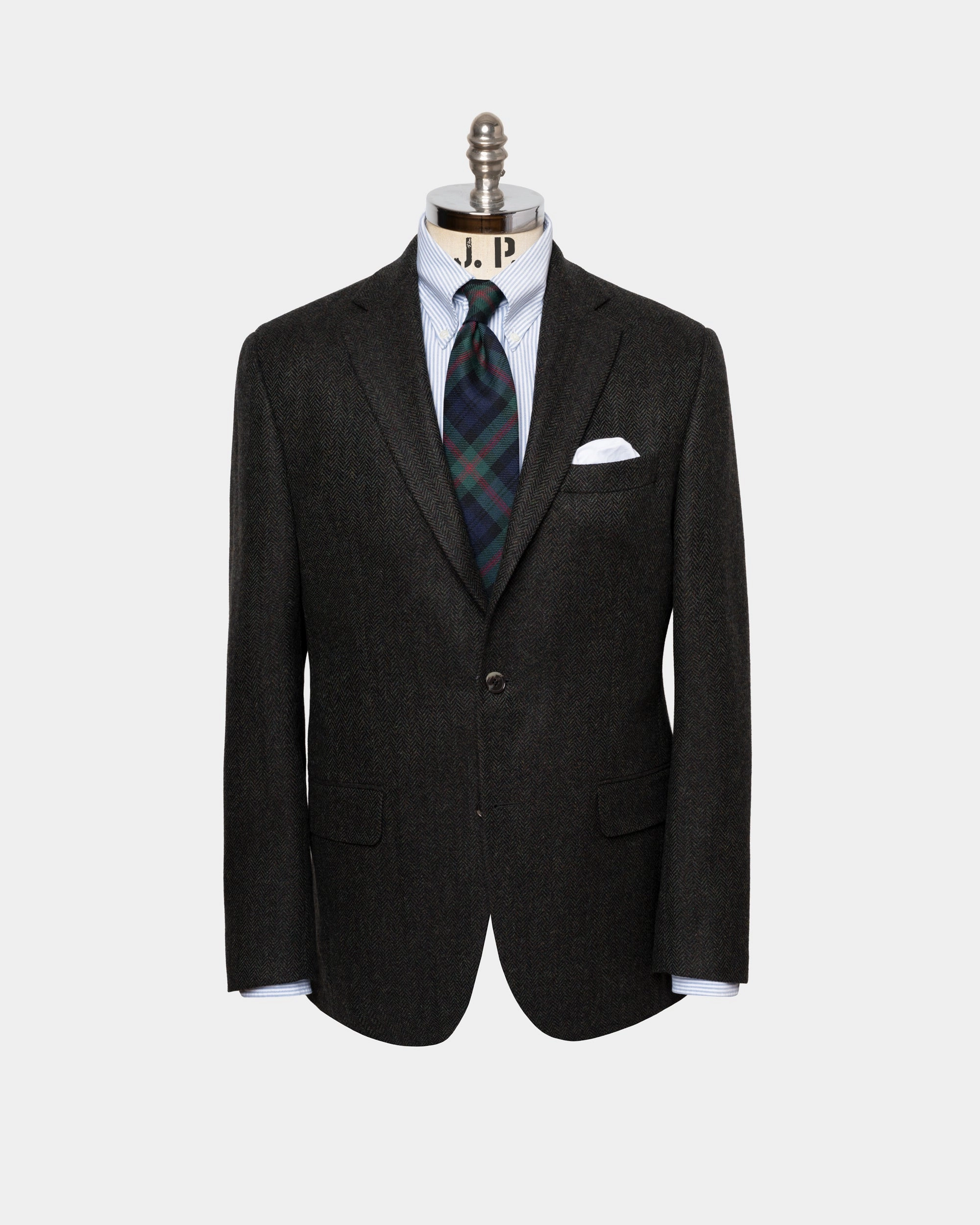 Made-in-Canada Olive Herringbone Wool/Cashmere Sport Coat Fashion Layer