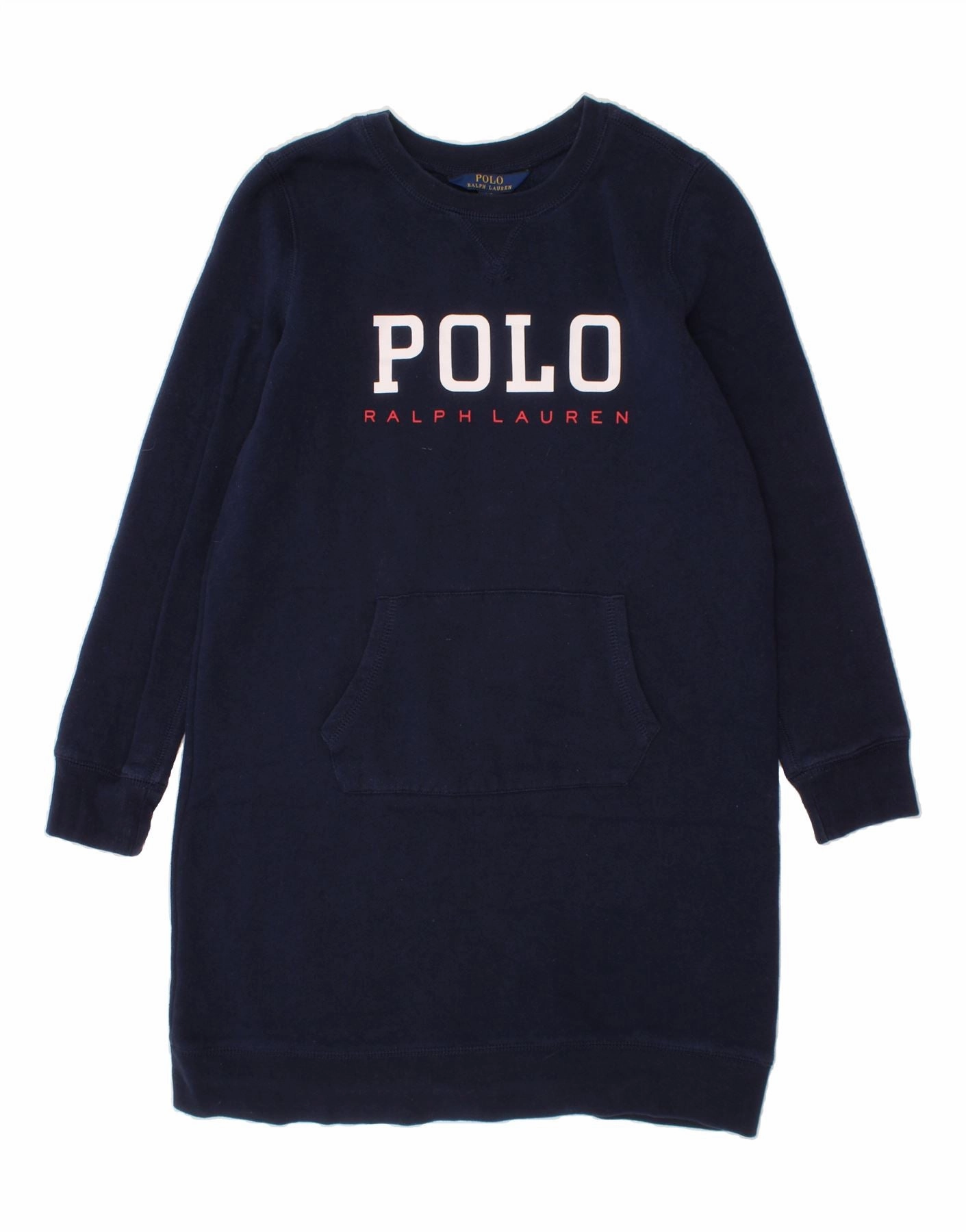 Classic Layers POLO RALPH LAUREN Girls Graphic Jumper Dress 12-13 Years Large Navy Blue