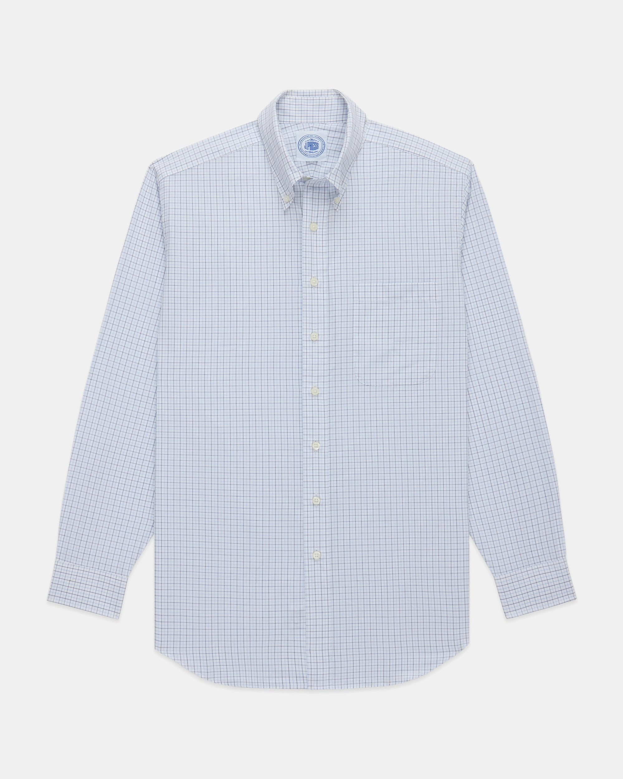 Asymmetrical Cut Made-in-Canada Navy & Light Blue Tattersall Button Down Shirt - Classic Fit