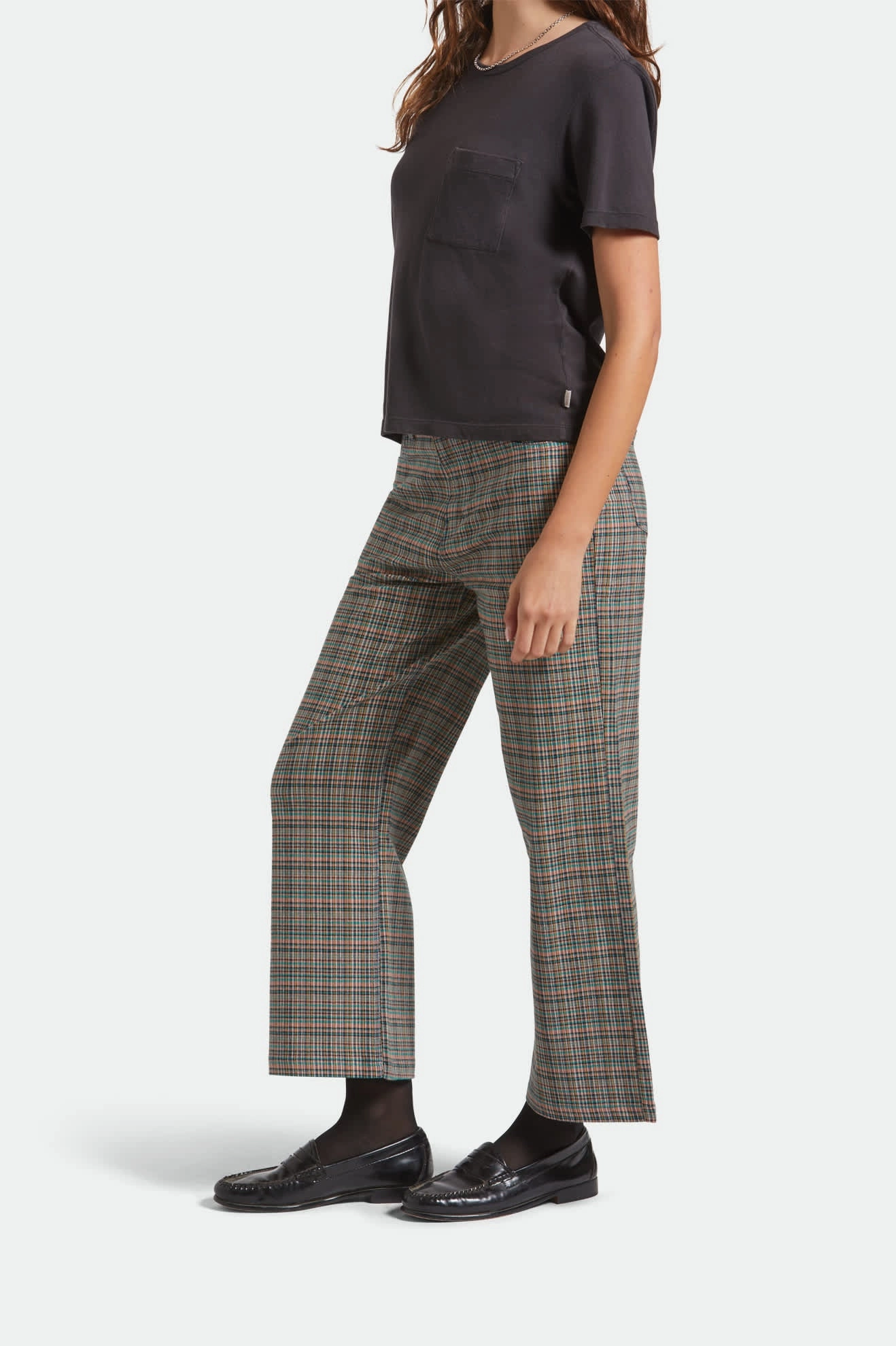 Margo Cropped 5-Pocket Pant - Multi Stripe/Plaid Tailored Silhouette WrinkleFreeFabric