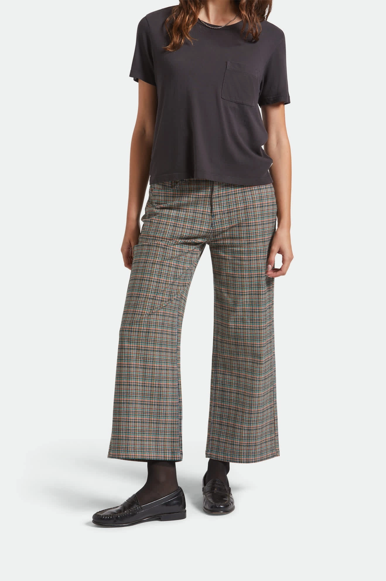 Quick Layering MoistureWicking Margo Cropped 5-Pocket Pant - Multi Stripe/Plaid