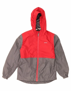 EDDIE BAUER Boys Hooded Rain Jacket 14-15 Years Large Red Colourblock Reflective details Wedding