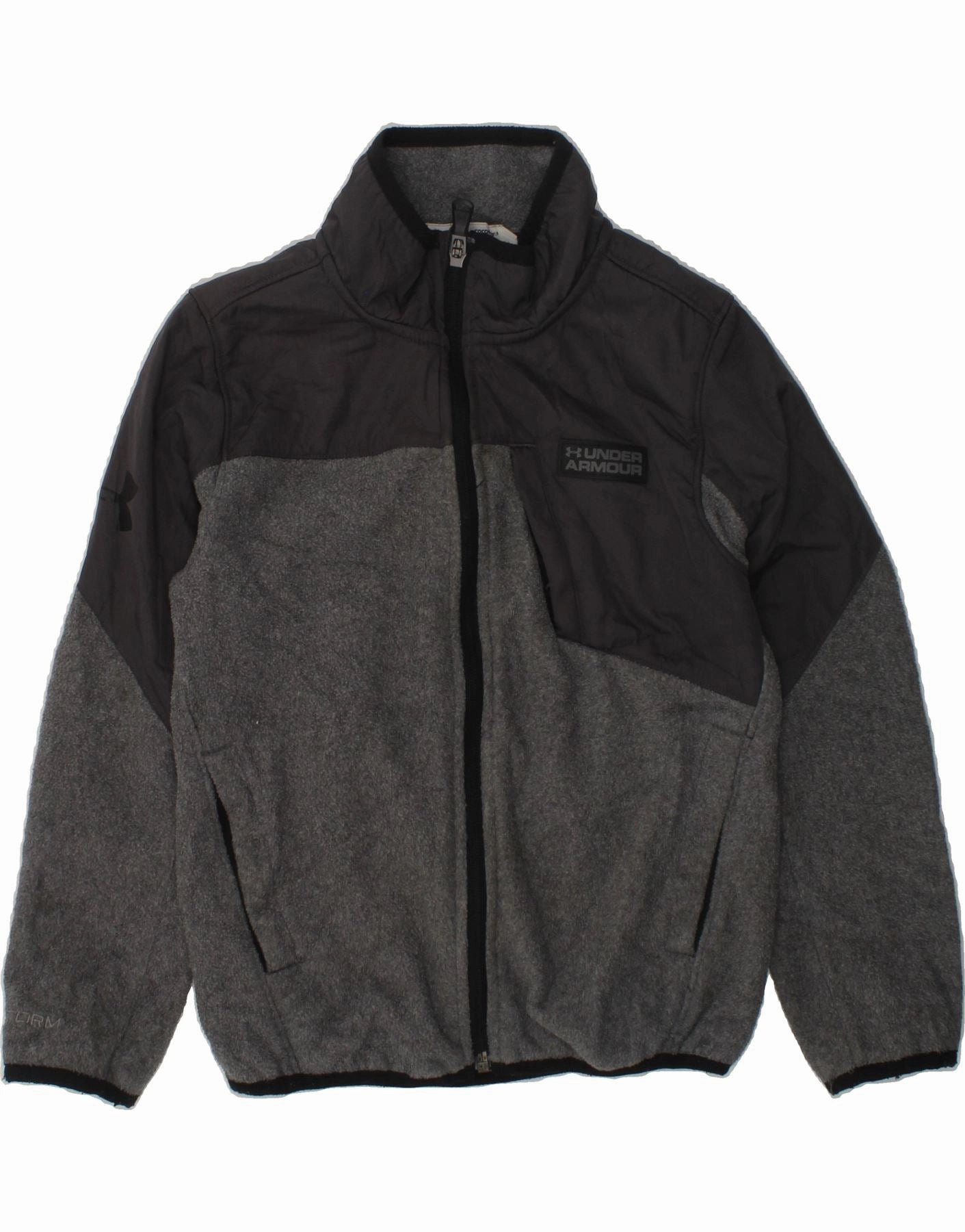 UNDER ARMOUR Boys Fleece Jacket 5-6 Years Grey Colourblock Polyester Soft Interior