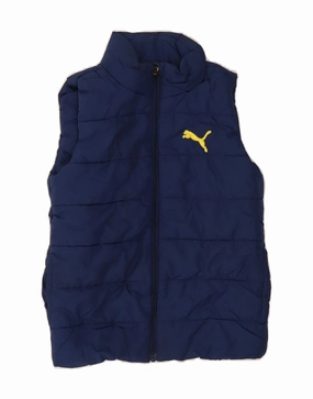 Noise Reducing Zippers Temperature Regulating PUMA Boys Padded Gilet 7-8 Years Small  Navy Blue Polyester