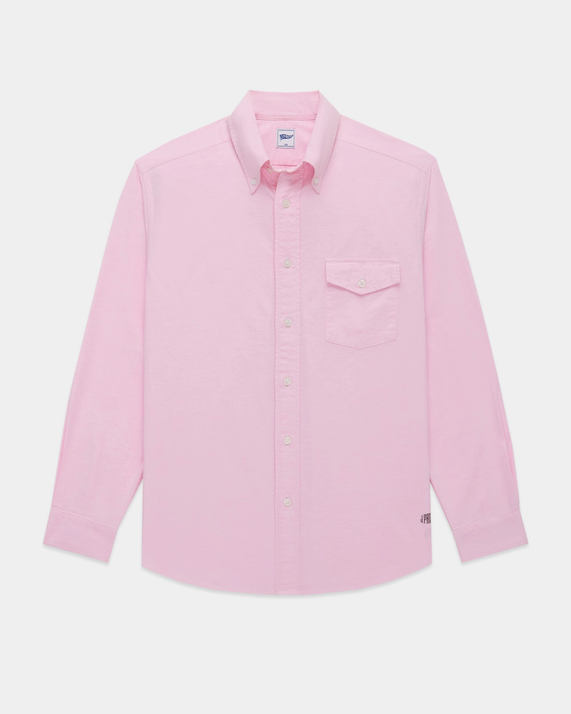 Embellished Neckline Wardrobe Must-Have Pink Enzyme-Washed Oxford Sport Shirt - Trim Fit