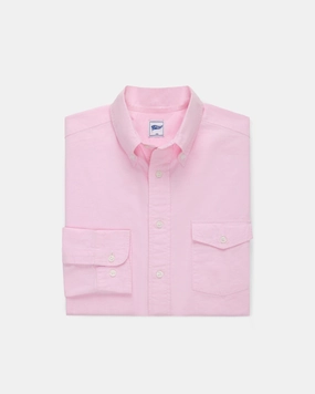 Non Restrictive Armhole Pink Enzyme-Washed Oxford Sport Shirt - Trim Fit