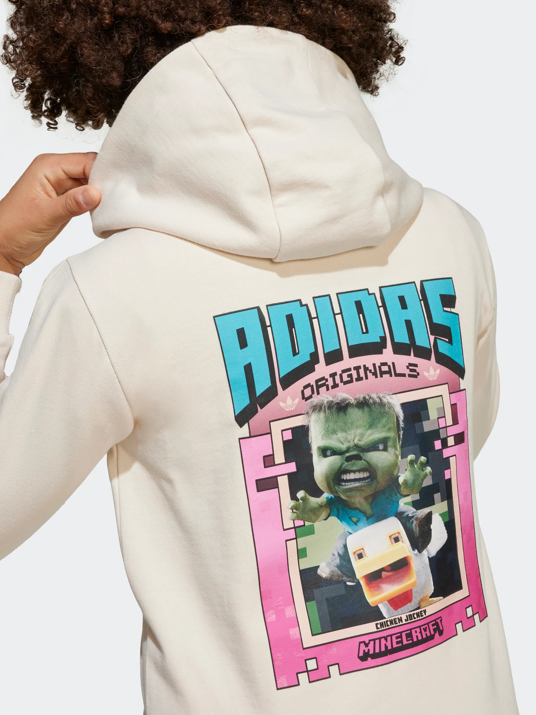 adidas Originals X Minecraft Graphic Hoodie Kids Drop Shoulder Design football attire