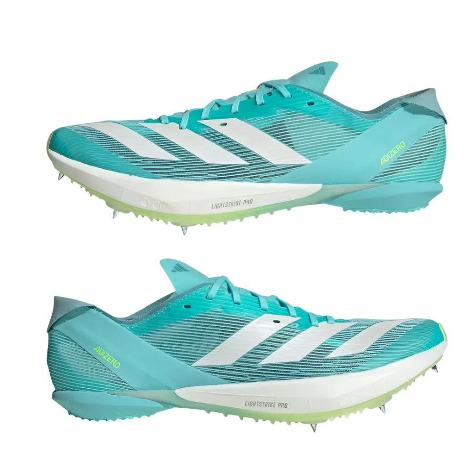 sports event participation Performance Cushioning Adidas Unisex Adizero Ambition Track Running Spikes in Flash Aqua/Zero Metalic/Lucid Lemon AW25