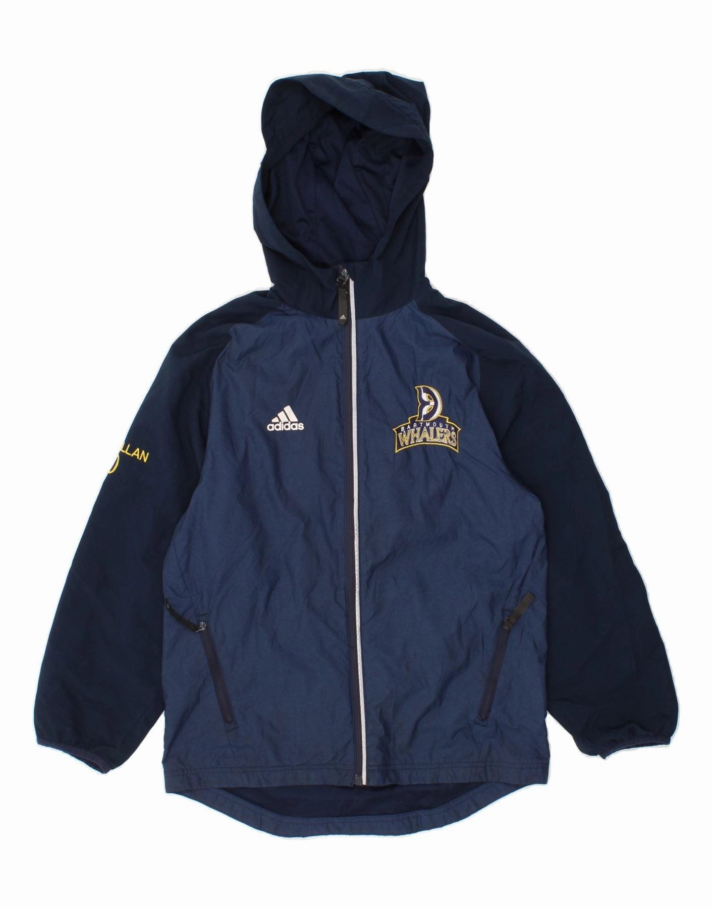 Pink starlight ADIDAS Boys Dartmouth Whalers Hooded Rain Jacket 10-11 Years Medium Blue