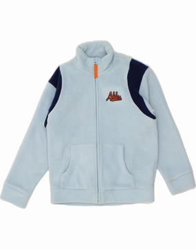 ADIDAS Boys Graphic Fleece Jacket 7-8 Years Blue Colourblock Polyester Esteem