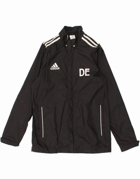 ADIDAS Boys Graphic Rain Jacket 15-16 Years Black Polyester Check