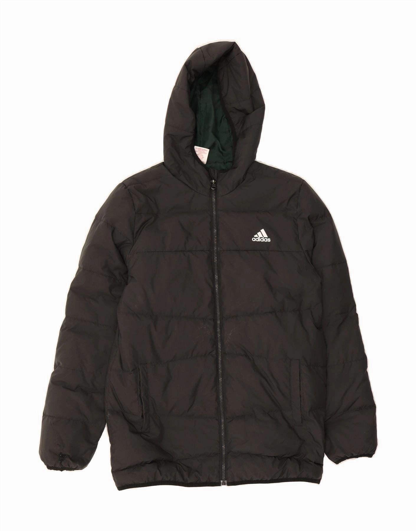 ADIDAS Boys Hooded Padded Coat 15-16 Years Black Polyester Hiking Vibe Grant