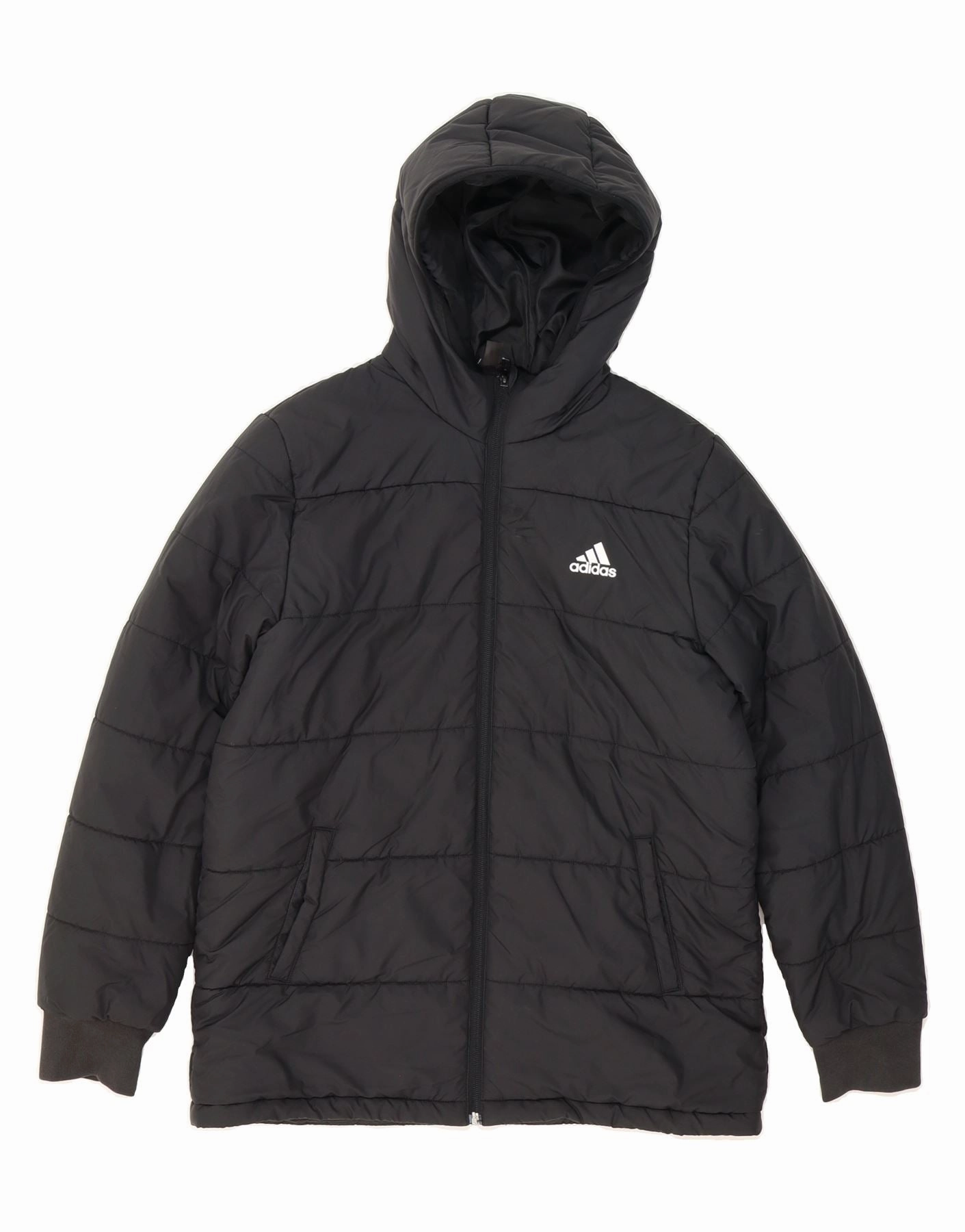 Dispute Light Layer ADIDAS Boys Hooded Padded Jacket 13-14 Years Black Polyester