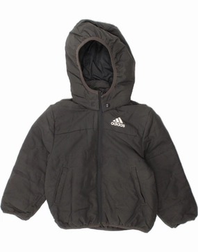 ADIDAS Boys Hooded Padded Jacket 3-4 Years Grey Polyester LowProfile Seam Design teachers