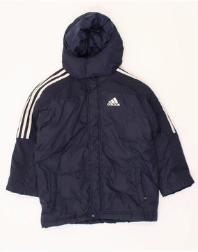 ADIDAS Boys Hooded Padded Jacket 5-6 Years Navy Blue Polyamide Avoid