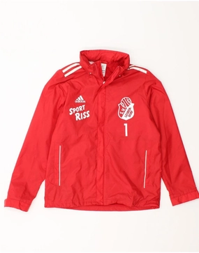 Water Repel ADIDAS Boys Hooded Rain Jacket 11-12 Years Red Nylon